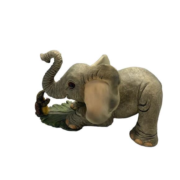 Tuskers Baby Elephant playing with Friend Figurine Sloth Large Ears Vintage - Picture 3 of 11